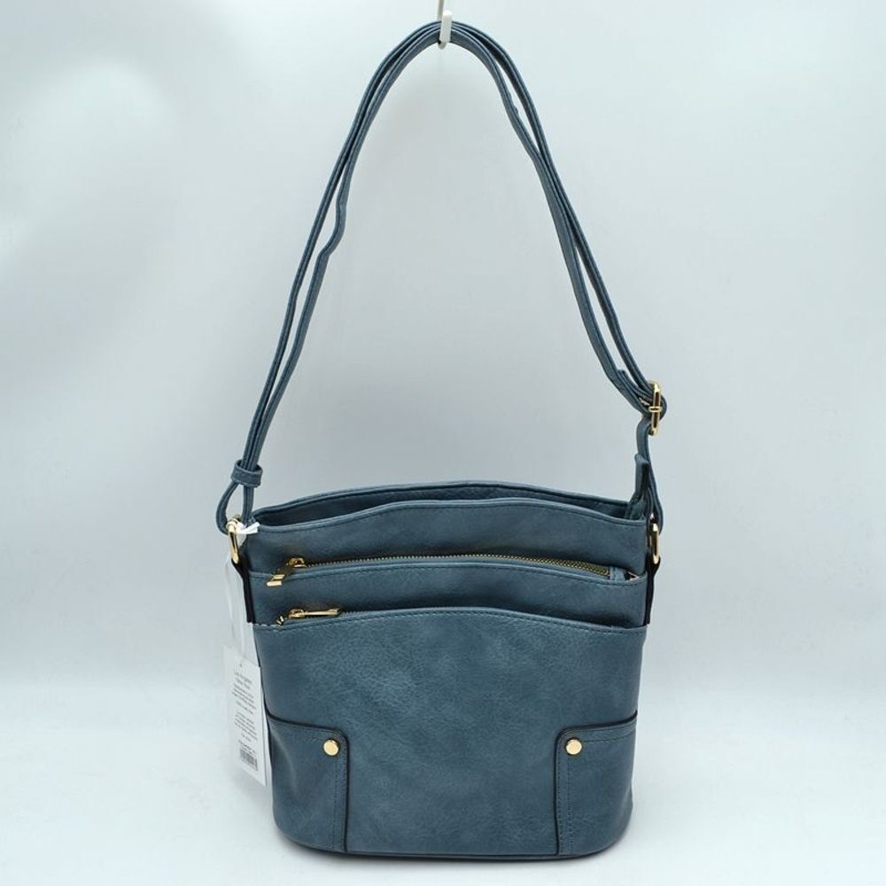 Alyssa Nicole Triple Zip Pocket Large Crossbody Bag